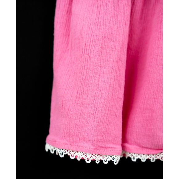 Haute Hippie Pink Flower Crochet Knit Boho Summer Tank Dress 2T - Picture 6 of 7